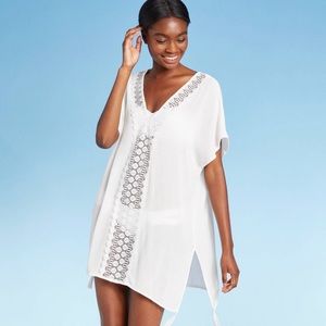 Women Swim Cover Up Dress Crochet Cut Out Knit I Size M